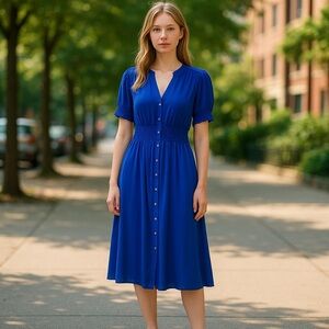 Kate and Lily 20W Blue Button-Down Dress